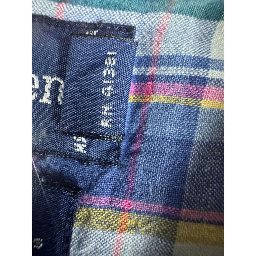 Ralph Lauren Button Down Shirt Mens L Blue Plaid Short Sleeve Hand Woven Cotton - Picture 4 of 9